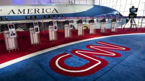 The stage is set at the Reagan Presidential Library on September 13, 2015, for the CNN Republican Presidential Candidate Debate. CNN's Jake Tapper will be the moderator for the debate from the Library on the 16th.