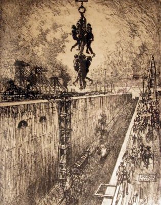 Joseph Pennel: End of Work Day, Gatun Lock