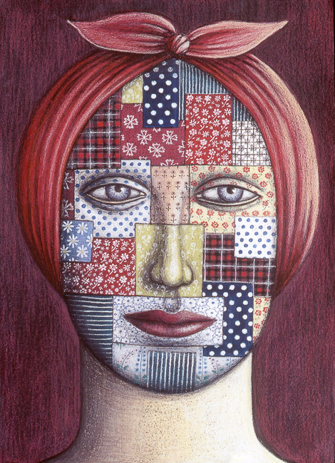 Patchwork_Face_1997_Oil_pastel_75_x_55_cm