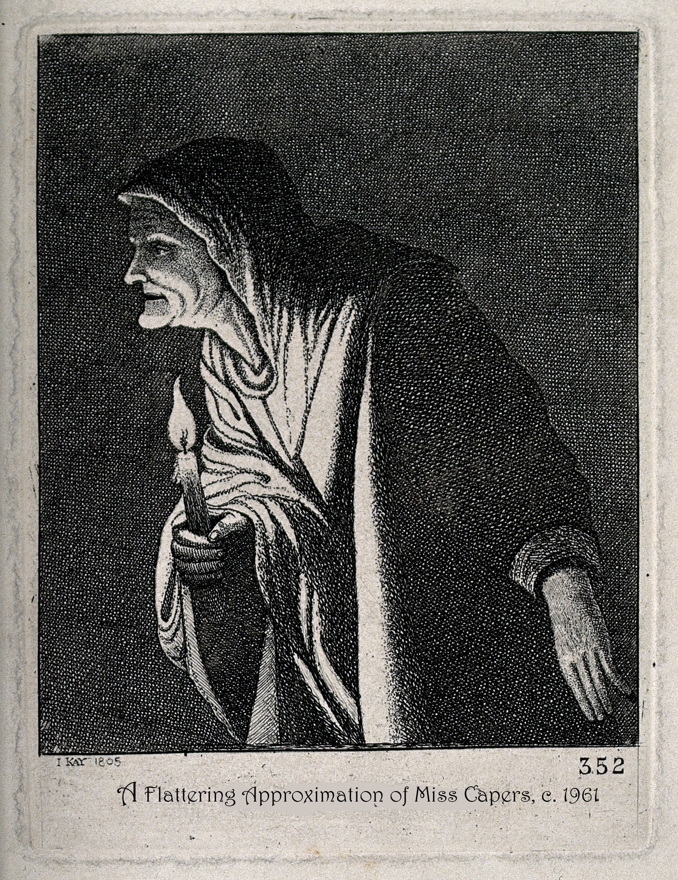 V0025881 The witch of Endor with a candle. Engraving by J. Kay, 1805,